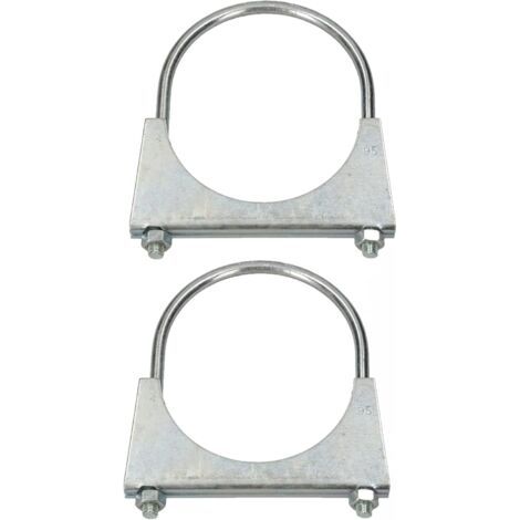 - Lot de 2 colliers de serrage pour tuyau d'échappement - 95 mm - Pour montage d'antennes, de tuyaux, de mâts - Collier de serrage universel pour raccords de tuyaux-NANOTEH (1/5)