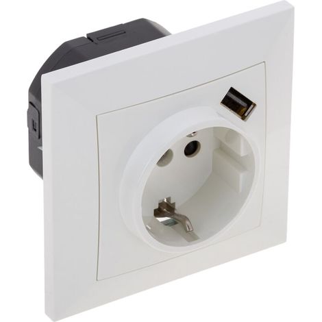 Base de prise pour schuko avec USB A femelle 80x80mm pour l'intégration (1/5)