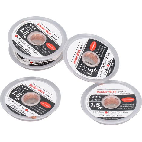 Lot de 5 mèches à dessouder en cuivre rouge, résistantes à l'oxydation et à la corrosion, pour le soudage. (1/5)