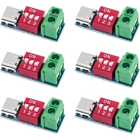 Módulo de activación USB C PD, placa Decoy QC 5V-20V 100W, probador de carga rápida de 6 piezas con bloque de terminales de tornillo para proyectos electrónicos de bricolaje, placa de circuito de acti
