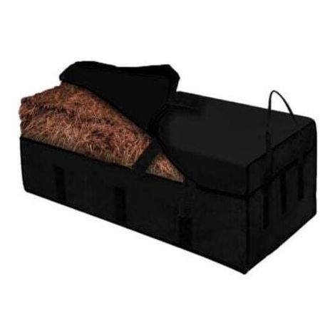 Großer Heusack (100 x 42 x 51 cm) mit praktischem Tragegriff und Reißverschluss. Wasserdichter Futtersack für Ziegen und Pferde.