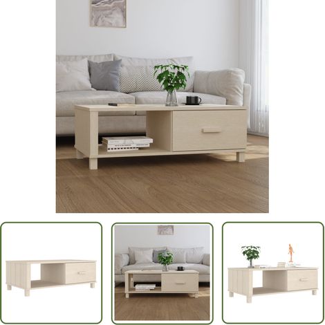 The Living Store Sideboard HAMAR Honigbraun 100x55x35 cm Massivholz Kiefer - Holzcouchtisch - Kiefernholzmöbel - Wohnzimmerstil - Wohnzimmerdeko - TV-Beisteller (1/5)
