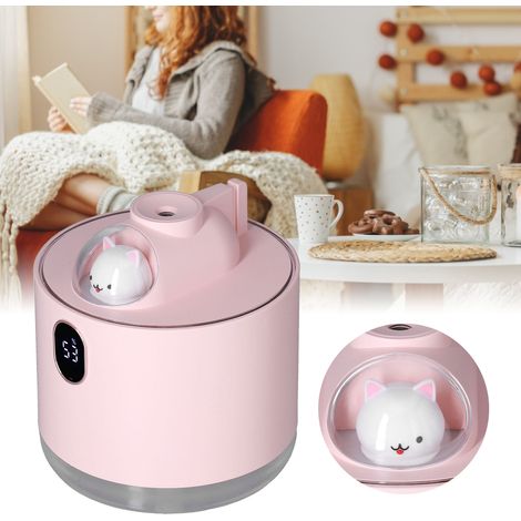 Humidificateur grande capacité 500 ml, humidificateur veilleuse vaisseau spatial, humidificateur de voiture, rechargeable par USB, rose (1/5)