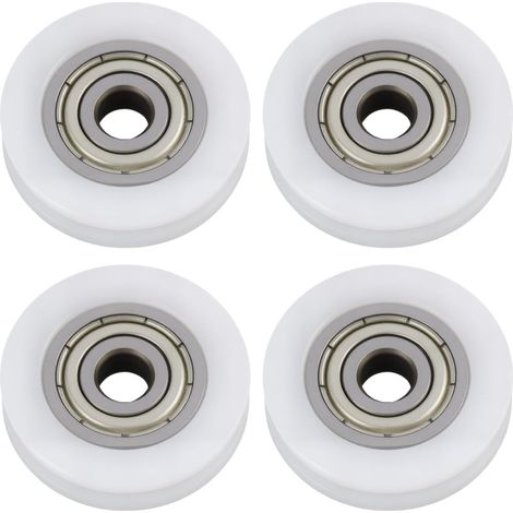Roulette pour baie vitrée coulissante alu, 4 rouleaux roues rondes nylon U avec roulements, 5x24x6mm, haute température, pour portes et fenêtres