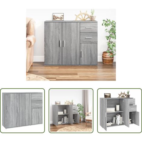 vidaXL Schrank -  Sideboard Grau Sonoma 91x29,5x75 cm Holzwerkstoff (1/5)
