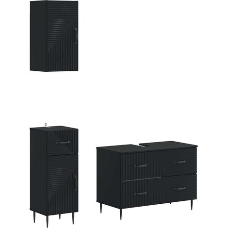 Maison Exclusive - Set di armadietti da bagno in 3 pezzi HAARLEM Nero (1/5)