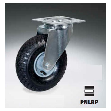 RUOTA NUCLEO IN PLASTICA NERO COPERTURA CAMERA D'ARIA GOMME GIREVOLI FISSE FRENO - RUOTA GIREVOLE Ø260 (1/4)