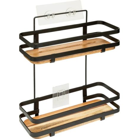 Serviteur de Douche en Bois "Blackacia" 30cm Noir