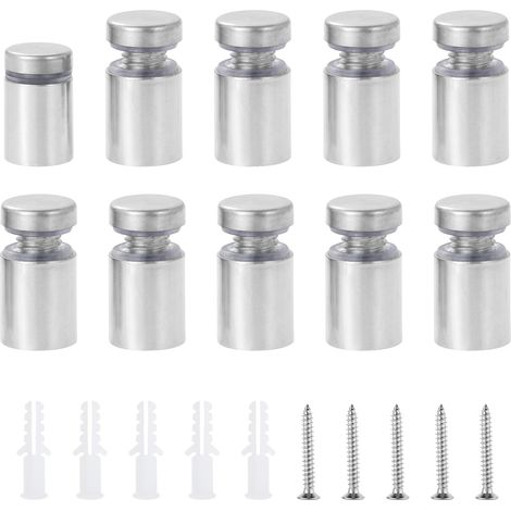 40 Pièces Entretoise Murale en Acier Inox, 16x20mm Vis de Entretoise Argenté Support Entretoise en Verre pour Fixations Montage Verre (1/5)