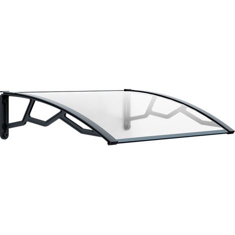 Marquesina alveolar de policarbonato ahumado de 4 mm con soportes gris oscuro, 80 x 120 cm