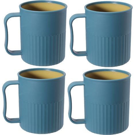 Tasse En Plastique - Tasse À Café Avec Poignée - Fabriquée À Base De Paille De Blé Et PP - 10 5 X 8 8 X 7 8 Cm - Pour Eau Café Thé Jus Lait - 4 Pièces (1/5)