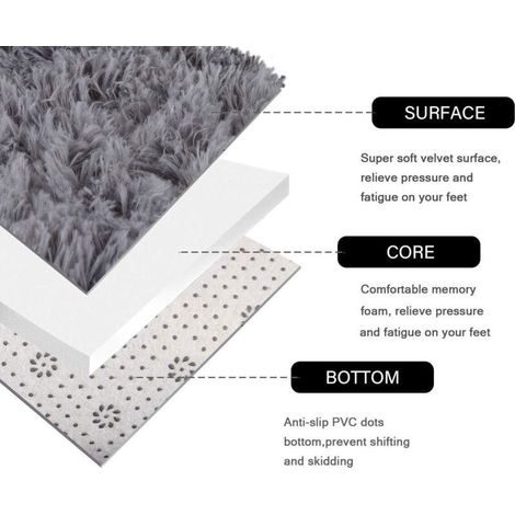Moquette Tapis soyeux et lisses, tapis moelleux Tapis anti-dérapant à poils longs Tapis de salle à manger, chambre à coucher, tapis de sol rond - Intérieur super doux (Gris, 100 x 100 cm) (1/3)