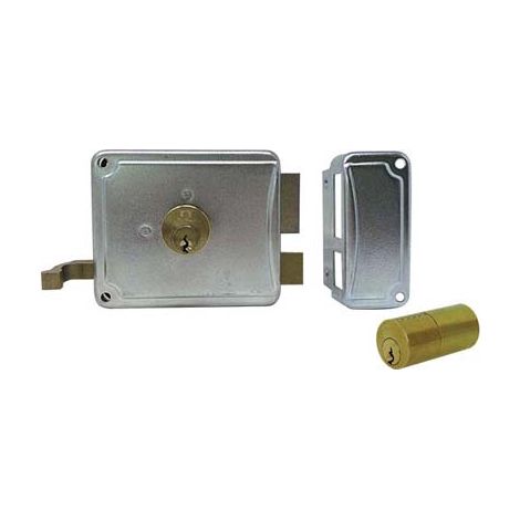 SERRATURA LEGNO APPLICARE P27 FACCHINETTI  ZINCATA C.TONDO FISSO M2+SCR DX E.MM 60