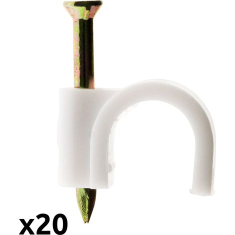 20 Sujetadores de Plástico ø 7 Blanco Especial TV