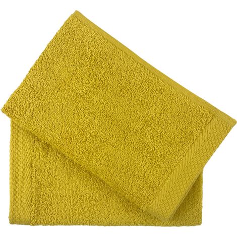 Lot de 2 serviettes invité "Soft" 30 x 50 cm 100% Coton Peigné / 600 gr/m² - Soft Safran - Soft Safran - (1/2)