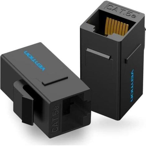 Adattatore connettore rj45 vdd-b07-b cat5e utp/ connettore rj45 femmina - rj45 femmina/nero