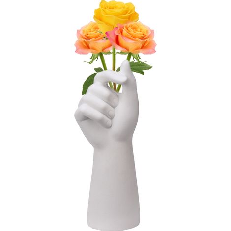 Jarrón de mesa decorativo de cerámica blanca, 10 cm, conjunto moderno de corazón/cara – altura 28 cm con 1 jarrón (1/5)