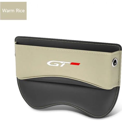 Boîte de rangement en cuir beige pour l'espace entre les sièges auto Peugeot GT GTline 206 208 306 307 308 2008 3008 (1/5)