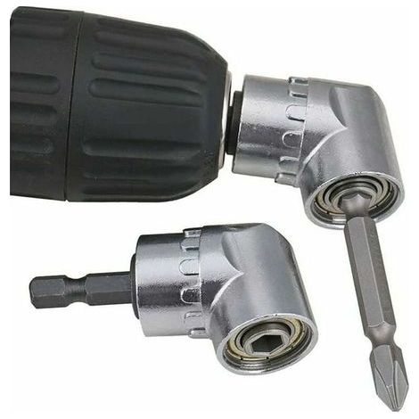 Tournevis Porte-Adaptateur 105 Degrés Perceuses à Angle Droit Pilote et Tournevis Adaptateur Renvoi d'angle pour Visseuse Hexagonal 1/4 '' Accessoires pour Tournevis, 6,35MM (1/5)