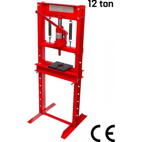 PRENSA HIDRAULICA DE TALLER 12 TONELADAS  Incluye Bomba Hidráulica y 2 Placas de Presión de Altura Regulable, Certificado CE