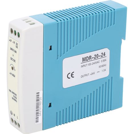 Alimentation à découpage BERM, rail DIN, sortie 20W/24V/1A, ultra-plate MDR-20-24, entrée 100-240VAC