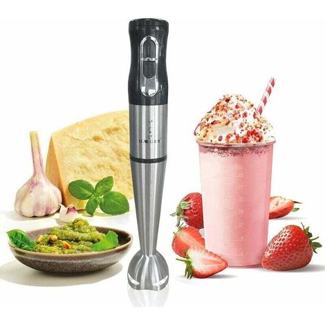 Tigrezy Professioneller Stabmixer, elektrischer Rührbesen, Spritzschutz, Zerkleinerer, Edelstahl-Mixer, 700 W, 1000 U/min, Mixer-Roboter für Smoothies, Suppen, Babynahrung