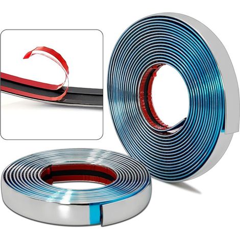 Modanatura decorativa adesiva per pareti – 2 rotoli (8 m totali), larghezza 1,5 cm, finitura a specchio per mobili, porte e auto