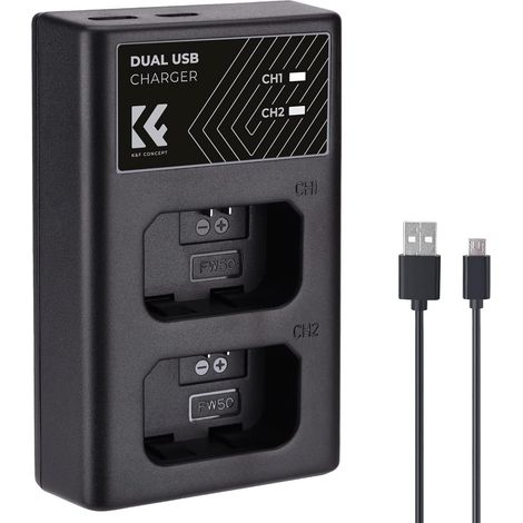 NP-FW50 Chargeur Rapide 2 Slot, Compatible USB et Type-C Compatible avec les A6000 A6400, A6300, A6500, A7, A7II, A7RII, A7SII et A7S Comprend Câble USB Chargeur de Batterie (1/5)