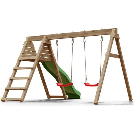 CHALET & JARDIN Portique & Toboggan de jardin en bois 390 x 256 x 252 cm - Azalée (1/5)