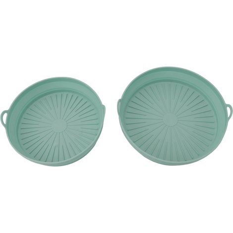 2 PCS Doublures en Silicone pour Friteuse, Panier Pliable Réutilisable, Vert pour Friteuse de Cuisine (1/5)