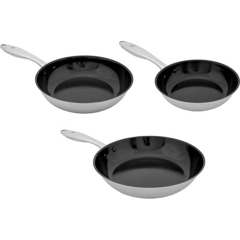 Shiori 撓 Set di padelle in acciaio inox 304 con rivestimento in ceramica per induzione 20 cm, 24 cm, 28 cm (1/5)