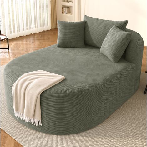 Sessel aus Cordstoff, oval, 170 x 112,5 x 83 cm, grün HAVRYA (1/5)