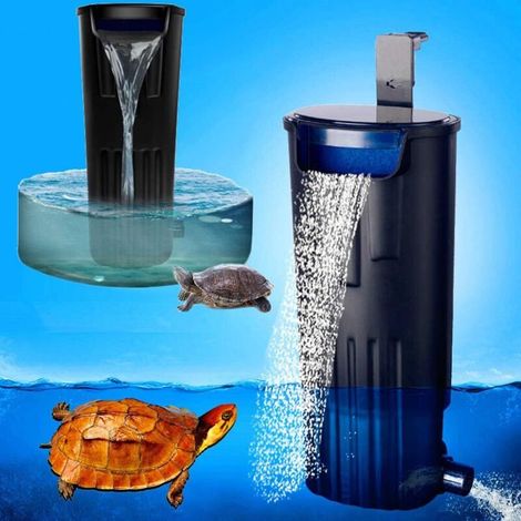 1 filtre à eau submersible, 600 L/h, pour tortue muette, filtration cascade, aquarium et bassin aquatique