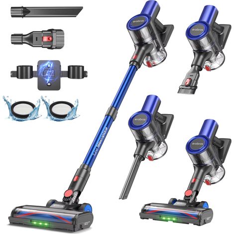 Aspirateur balai sans fil 450 W, aspiration 55 kPa, écran LED, aspirateur à main pour sols durs, tapis et entretien quotidien de la maison (1/5)