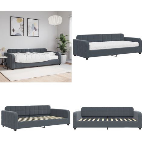 vidaXL Tagesbett mit Matratze Dunkelgrau 90x200 cm Samt (1/5)