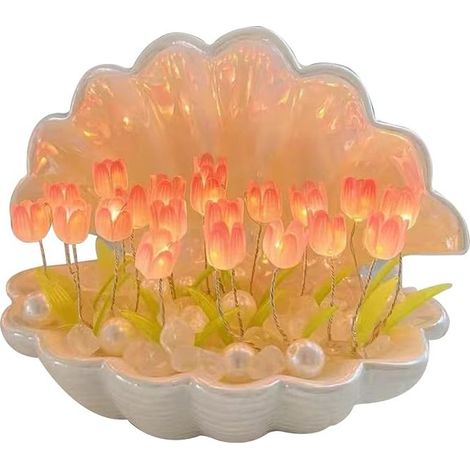 GDHZS- Lampe Tulipe Romantique Bricolage Tulipe Veilleuse avec Instructions 20Fleurs Coquille Lampe Atmosphère Décorative Tulipe Lumière pour La Maison (1/5)