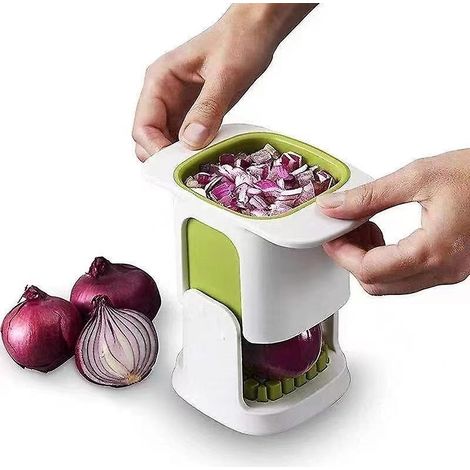 Hachoir à légumes, hachoir à fruits, coupe-légumes en dés, acier inoxydable, vert (1/5)