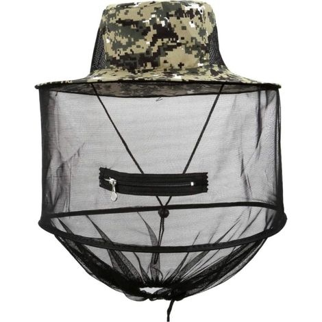 Capuchon de filet de tête de moustique, chapeau de soleil, housse de protection filet d'insecte d'insecte d'insecte d'abeille pour le Camouflage d'apiculteur (1/3)