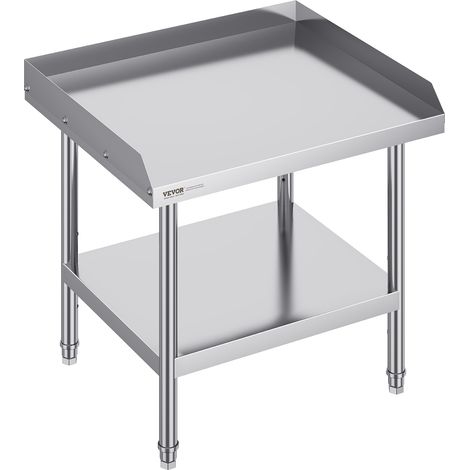 VEVOR Tavolo da Lavoro in Acciaio Inossidabile 610 x 711 x 660 mm Tavolo da Lavoro Commerciale per Preparazione degli Alimenti con Alzatina su 3 Lati, con Altezza Regolabile per Casa Ristorante Hotel