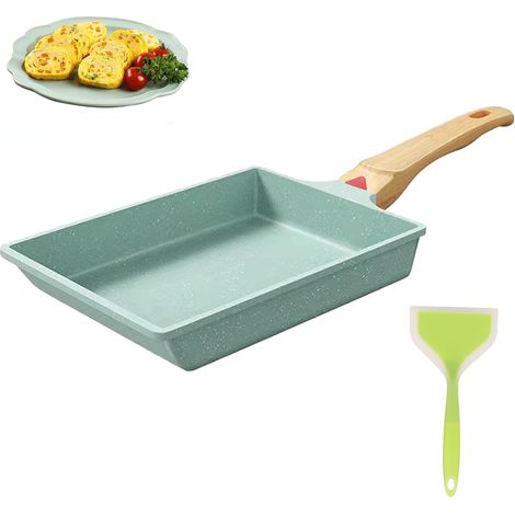 Poêle à Omelette Japonaise, Poêle à Frire à Œufs, Poêle à Omelette Rectangulaire Japonaise, Avec Spatule En Silicone, Pour Induction Et Cuisinière à Gaz (1/5)