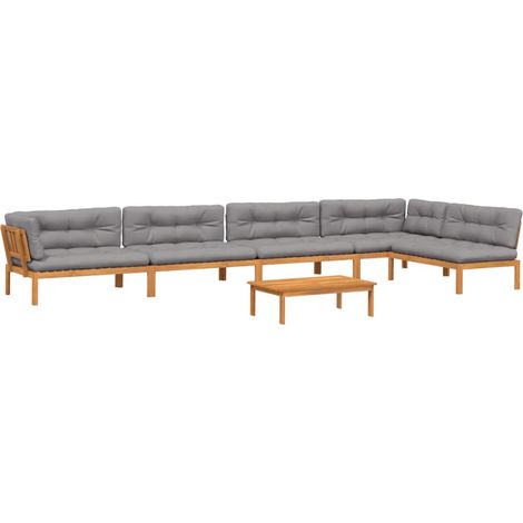 Set Divano Pallet da Giardino 6 pz con Cuscini Massello Acacia vidaXL (1/5)