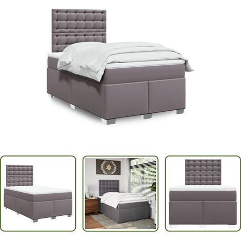 vidaXL Cama box spring con colchón cuero sintético gris 120x190 cm (1/5)