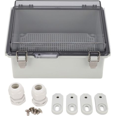 Jeffergarden,Boîte de jonction en plastique ABS, coque articulée étanche à la poussière, boîtier de projet universel extérieur avec couvercle transparent gris