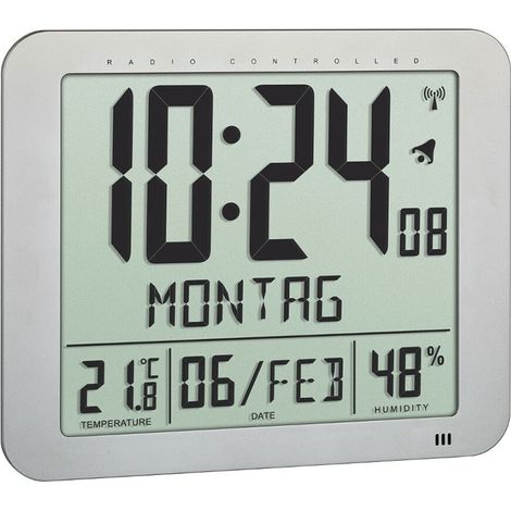 Reloj radio digital de pared, 25 x 3 x 21 cm