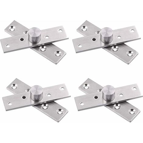 4-Piece 360-Degree Concealed Rotating Pivot Door Hinges, Thickened Stainless Steel Top and Bottom Wooden Door Hinges for Cabinets, Windows, and Doors