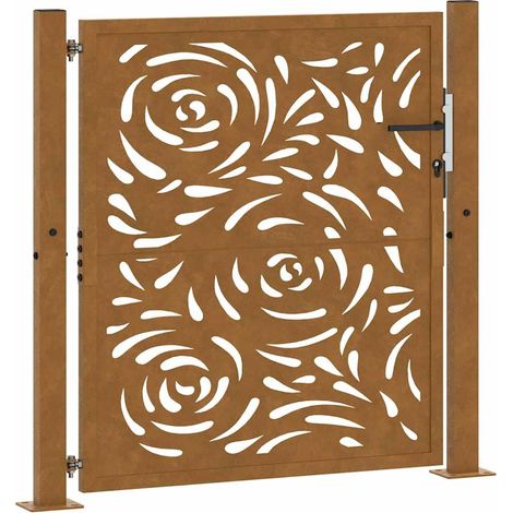 vidaXL Cancello da giardino 105x105 cm in acciaio corten con design a fiamma (1/5)