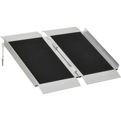 Klappbare Rollstuhlrampe aus rutschfester Aluminiumlegierung. Mit Griffen. Maximale Belastung: 272 kg. Schwarz. (1/5)
