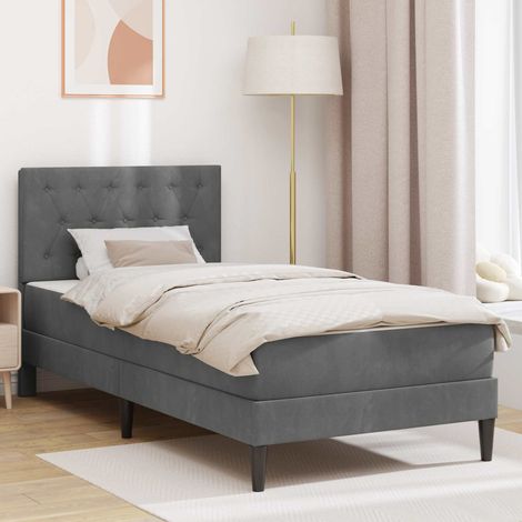 vidaXL Bettgestell mit Matratze Dunkelgrau 90 x 190 cm Samt (1/5)