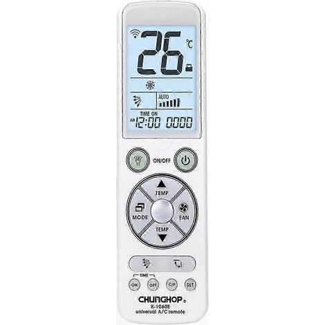 Universelle Fernbedienung für Klimaanlagen des Modells K-1060E, kompatibel mit verschiedenen Systemen, präzise Steuerung, ergonomisches Design, für den privaten und professionellen Gebrauch. (1/3)