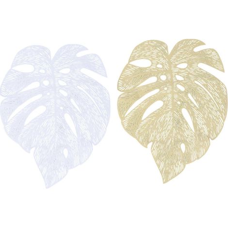 Set de table décoratif en forme de feuille, lot de 2, couleurs assorties, en PVC, pour la maison (1/5)